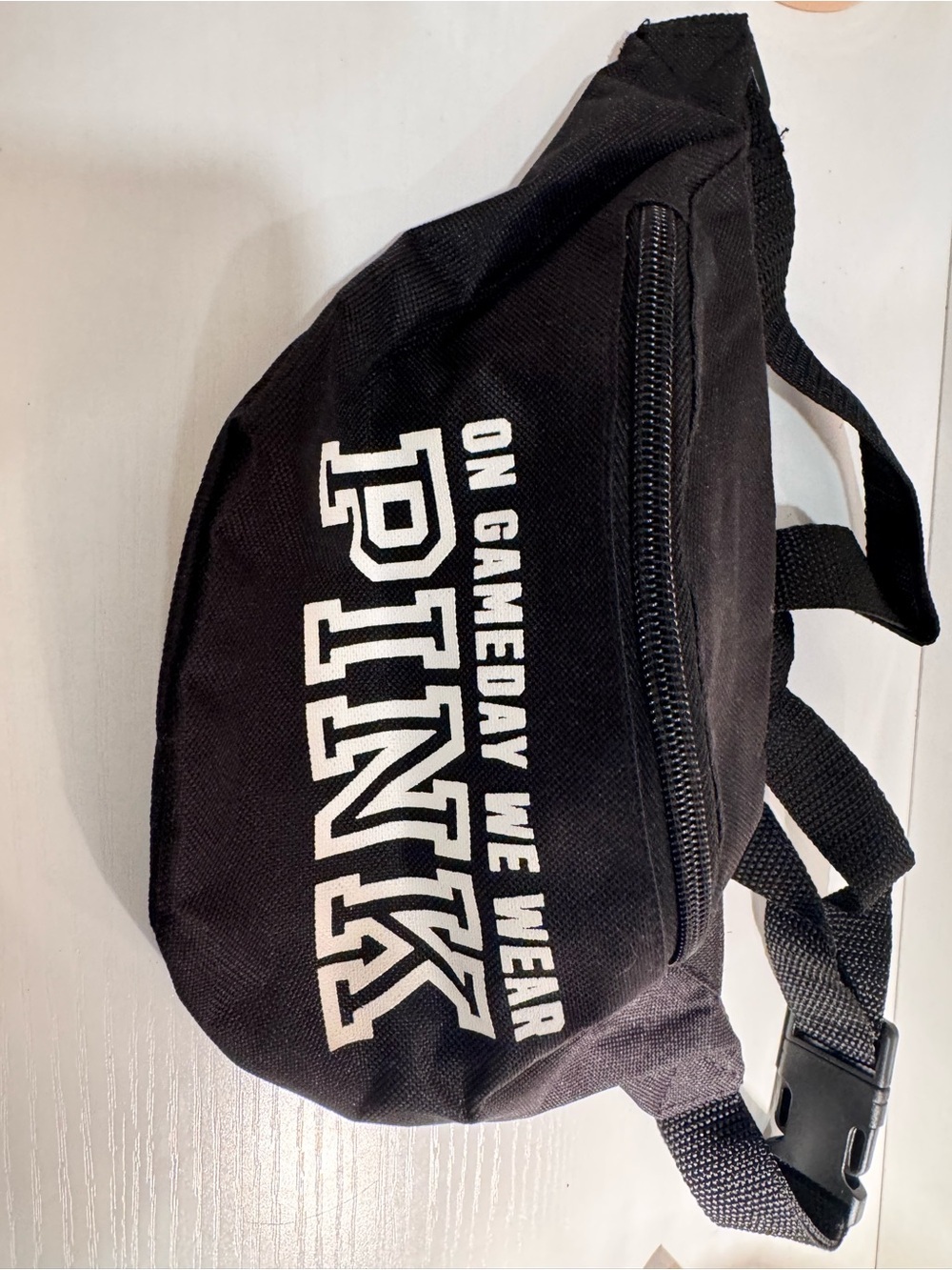 PINK Victoria's Secret Black Waist Bag with White Slogan - Picture 4 of 4